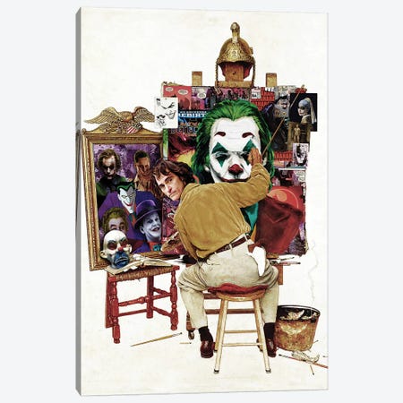 Batman Joker Self Portrait Rockwell Canvas Print #KYW8} by Kyle Willis Canvas Art Print