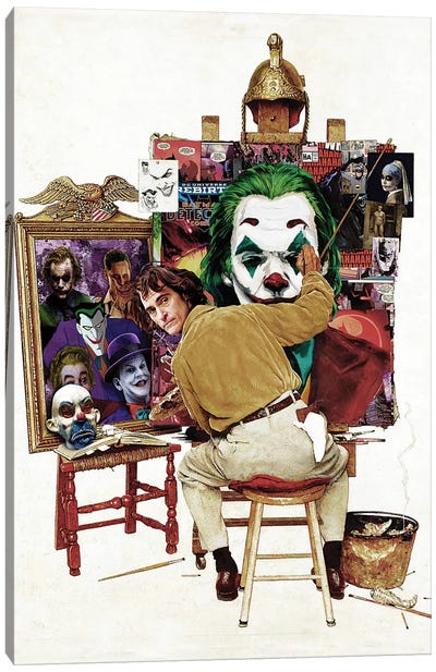 Batman Joker Self Portrait Rockwell Canvas Art Print - Villain Art