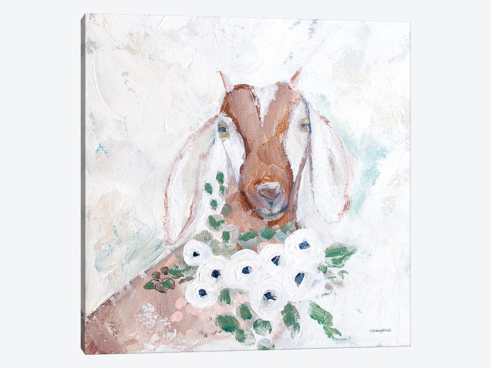 Floral Goat by Mackenzie Kissell 1-piece Canvas Artwork