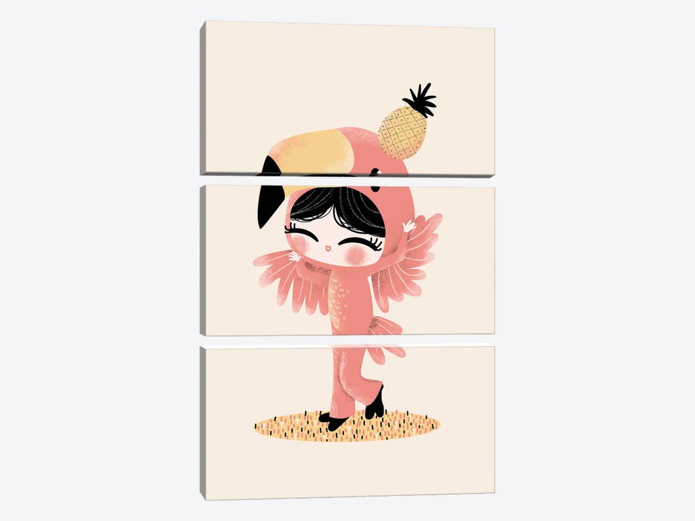 Sweeties - Flamingo by Kanzilue 3-piece Canvas Art