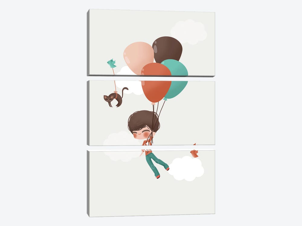 Boy Into The Clouds by Kanzilue 3-piece Canvas Art Print