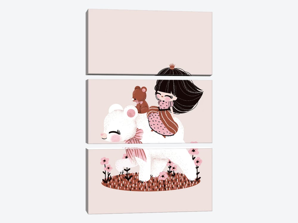 The Bear And The Princess by Kanzilue 3-piece Canvas Print