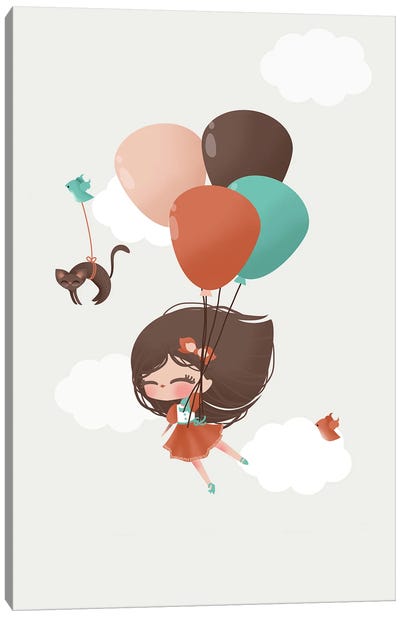 Girl Into The Clouds Canvas Art Print - Balloons