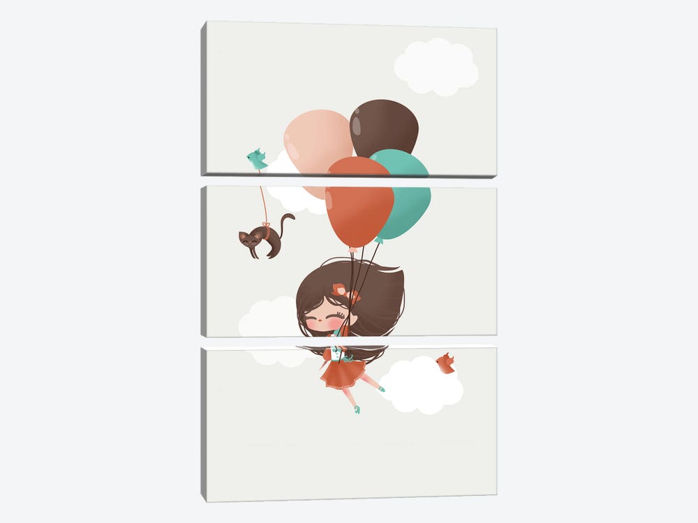 Girl Into The Clouds by Kanzilue 3-piece Canvas Wall Art