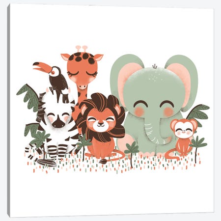 Cute Animals Of The Jungle Canvas Print #KZL43} by Kanzilue Canvas Print