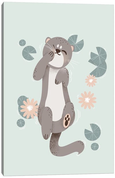 Cute Animals - The Otter Canvas Art Print - Minimalist Nursery
