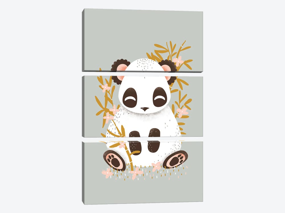 Cute Animals - The Panda by Kanzilue 3-piece Canvas Print