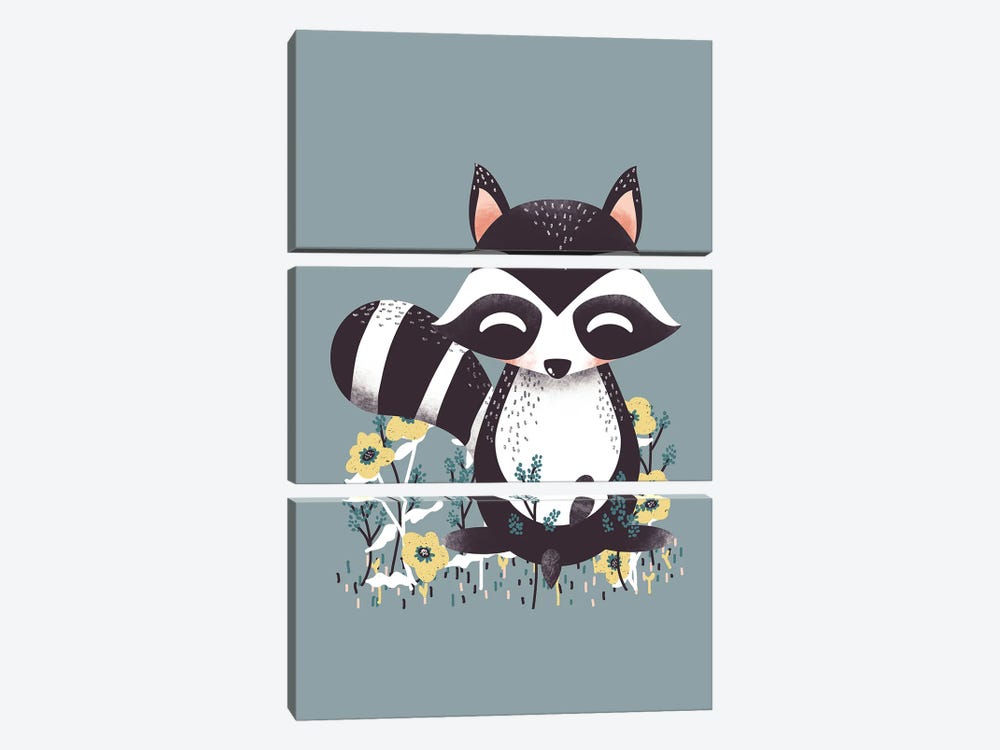 Cute Animals - The Raccoon by Kanzilue 3-piece Canvas Art Print