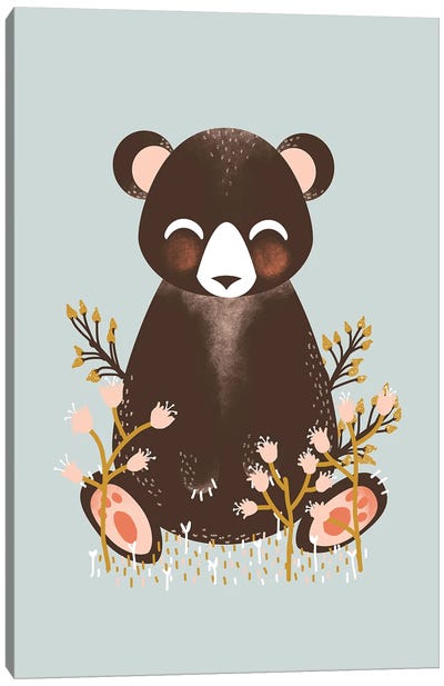 Cute Animals - The Bear Canvas Art Print - Minimalist Nursery