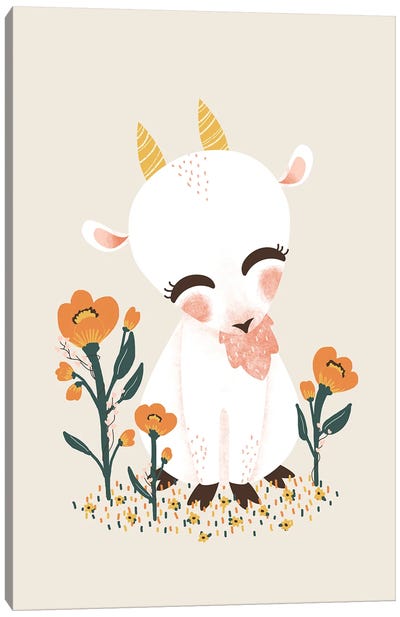 Cute Animals - The Goat Canvas Art Print - Minimalist Nursery