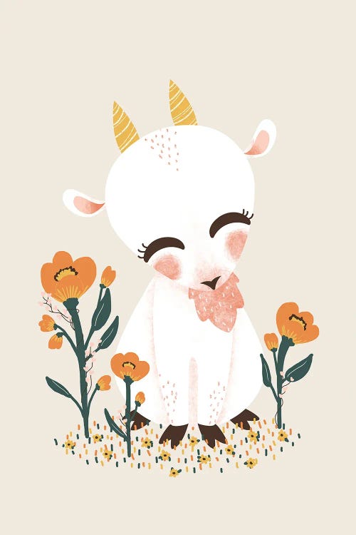 Cute Animals - The Goat by Kanzilue wall art