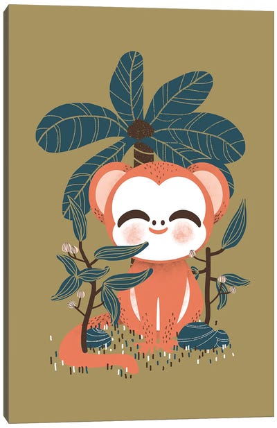 Cute Animals - The Monkey Canvas Art Print - Minimalist Nursery