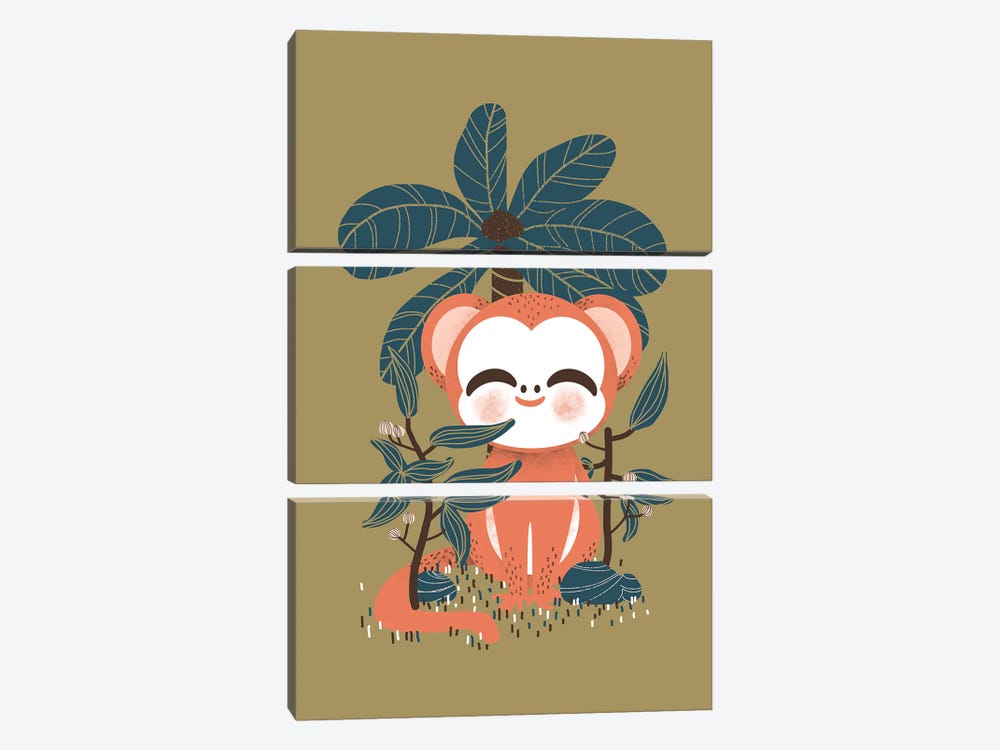 Cute Animals - The Monkey by Kanzilue 3-piece Canvas Print