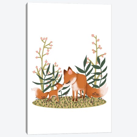 Mama Fox And Her Baby Canvas Print #KZL6} by Kanzilue Canvas Print