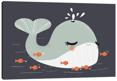 Cute Animals - The Whale Canvas Art Print - Kanzilue