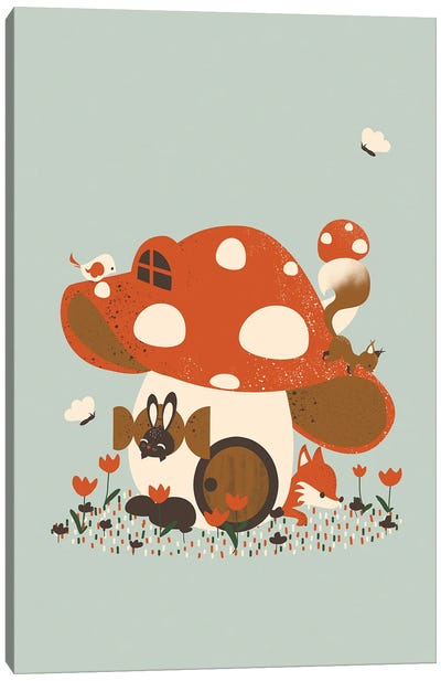 Mushroom House Canvas Art Print - Kanzilue