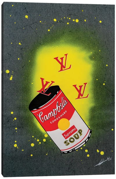 LV Soup Canvas Art Print - Campbell's Soup Can Reimagined