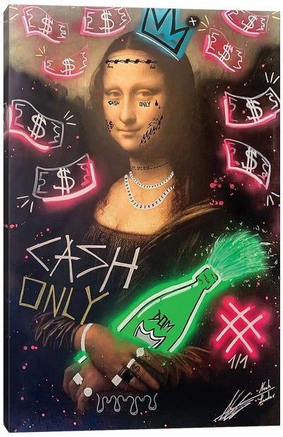 Money Lisa Canvas Art Print - Neon Art