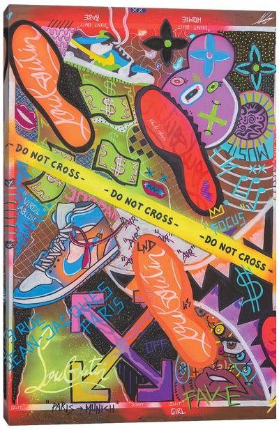 Do Not Cross Canvas Art Print - Shoe Art
