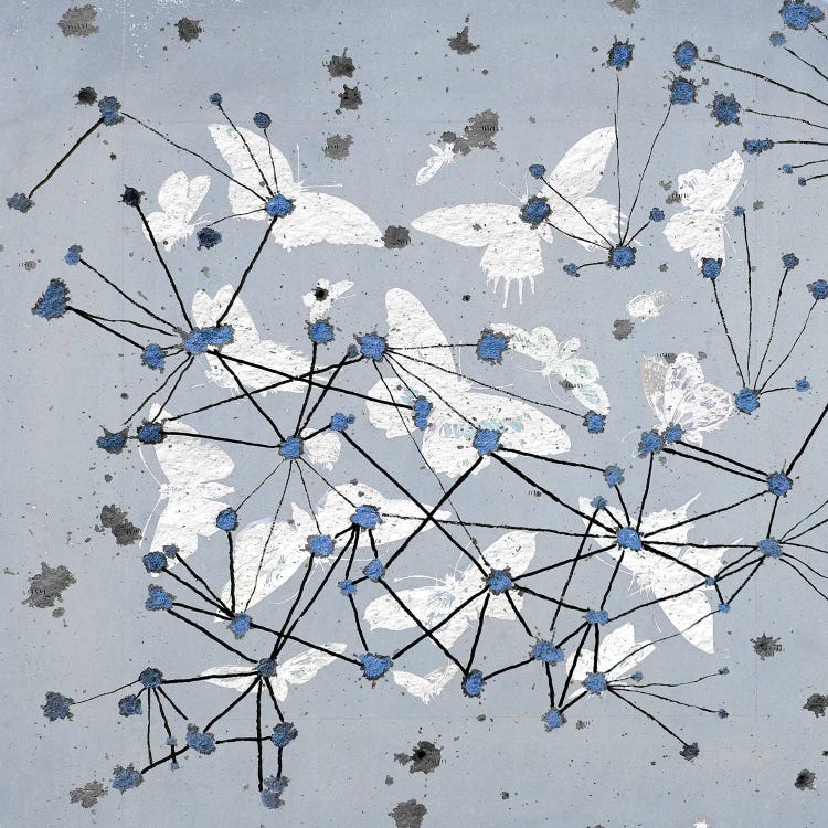 19th Century Butterfly Constellations In Blue I