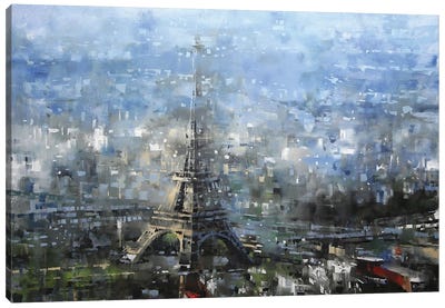 Blue Paris Canvas Art Print - Mark Lague