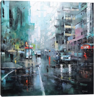 Montreal Turquoise Rain Canvas Art Print - Mark Lague