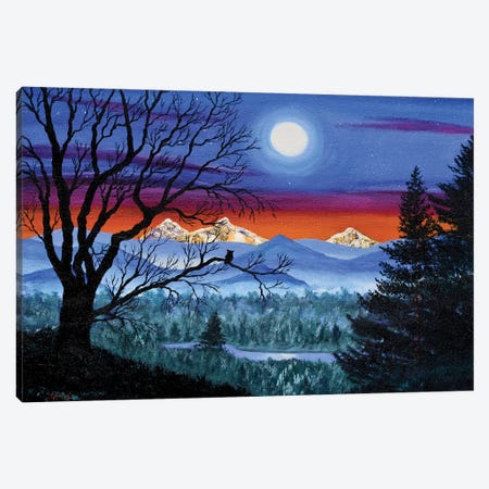 Three Sisters Overlooking A Moonlit River Canvas Print #LAI105} by Laura Iverson Canvas Artwork
