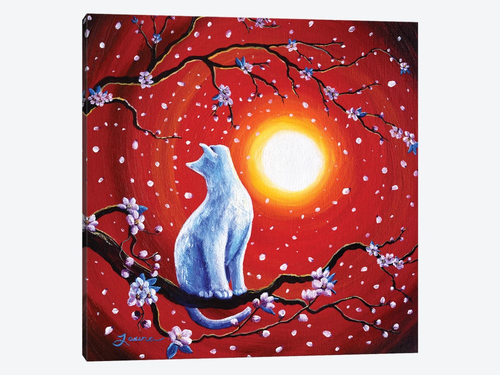 White Cat In Bright Sunset by Laura Iverson 1-piece Canvas Art Print