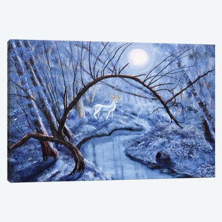 White Stag At Dunawi Creek Canvas Print #LAI111} by Laura Iverson Canvas Artwork