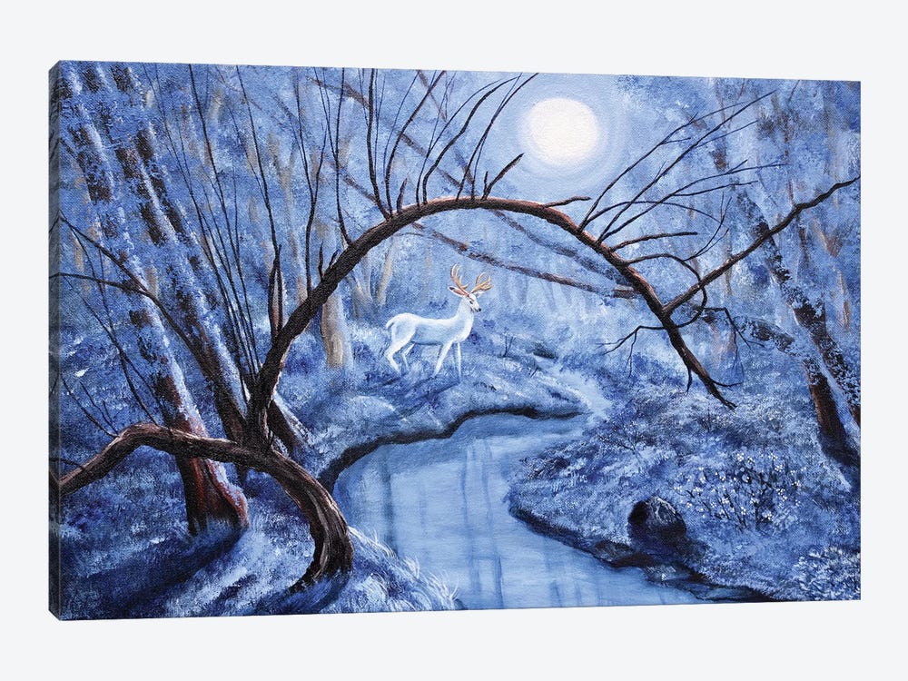White Stag At Dunawi Creek by Laura Iverson 1-piece Canvas Art