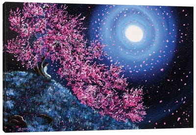 White Tara In Cascading Sakura Canvas Art Print - Laura Iverson
