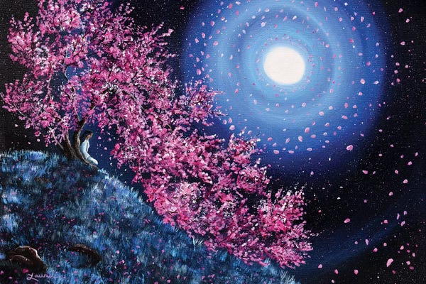 Laura Iverson: White Tara In Cascading Sakura by Laura Iverson