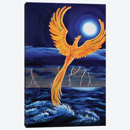 Phoenix Rising From The Ocean Canvas Print #LAI115} by Laura Iverson Canvas Art Print