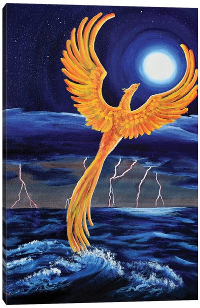 Phoenix Rising From The Ocean Canvas Art Print - Laura Iverson