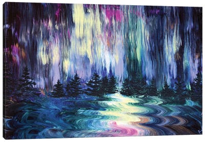 Aurora Borealis In The Rain Canvas Art Print - Intuitive Abstracts