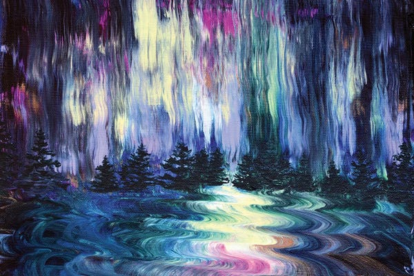 Laura Iverson: Aurora Borealis In The Rain by Laura Iverson
