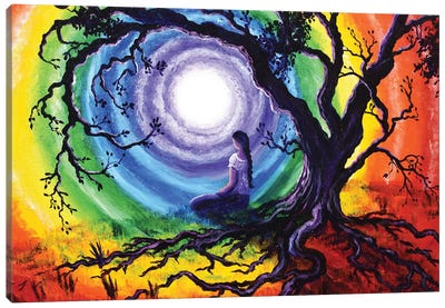 Tree Of Life Meditation Canvas Art Print - Zen Bedroom Art