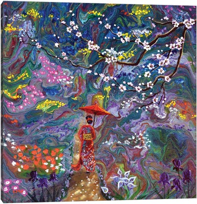 Stroll Through A Mystic Garden Canvas Art Print - Cherry Blossom Art