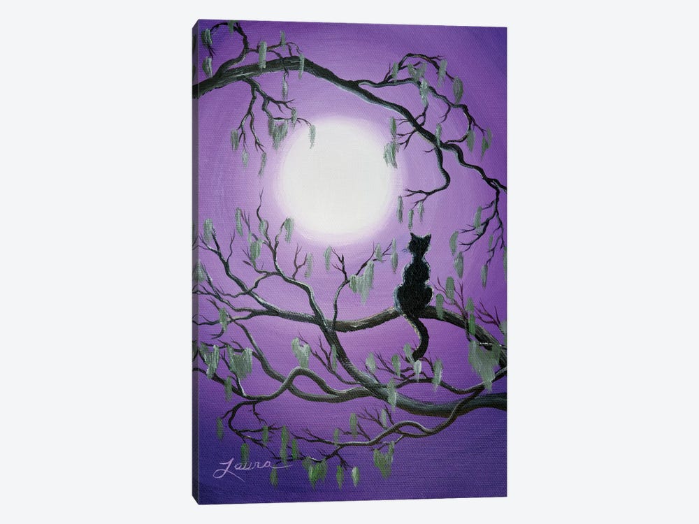 Black Cat In Mossy Tree by Laura Iverson 1-piece Art Print