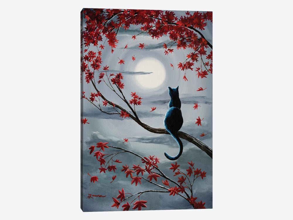 Black Cat In Silvery Moonlight by Laura Iverson 1-piece Canvas Wall Art