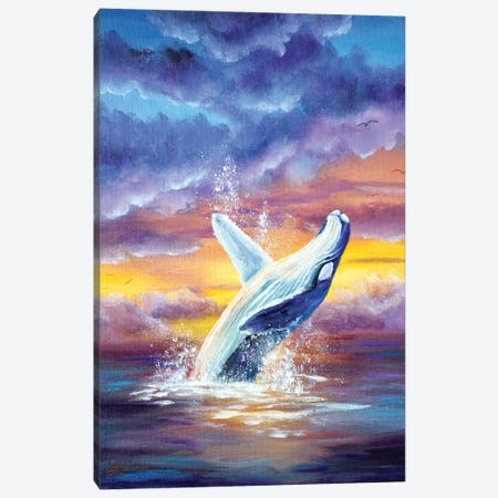 Humpback Whale at Sunset Canvas Print #LAI140} by Laura Iverson Art Print