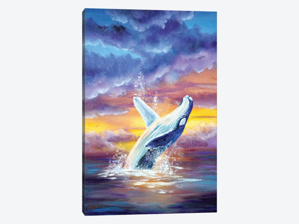 Humpback Whale at Sunset by Laura Iverson 1-piece Canvas Artwork