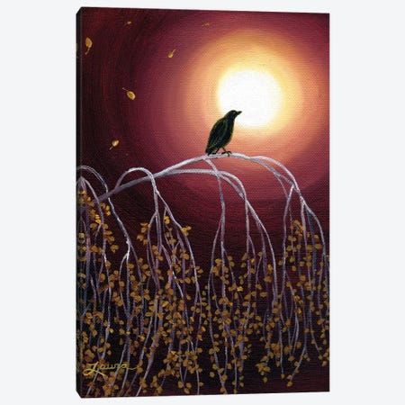 Black Crow On White Birch Branches Canvas Print #LAI14} by Laura Iverson Canvas Art
