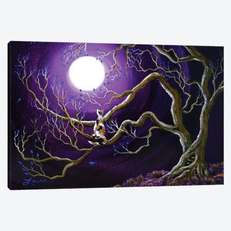 Calico Cat In Haunted Tree Canvas Print #LAI19} by Laura Iverson Art Print