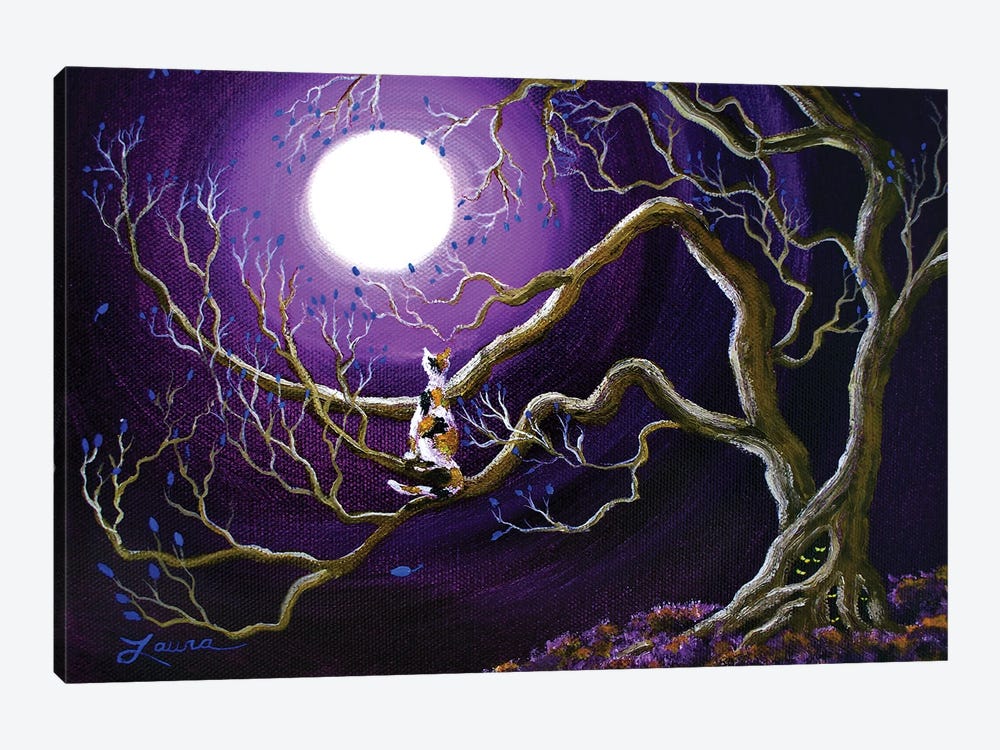 Calico Cat In Haunted Tree by Laura Iverson 1-piece Canvas Art