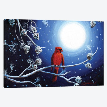 Cardinal On Christmas Eve Canvas Print #LAI20} by Laura Iverson Canvas Wall Art