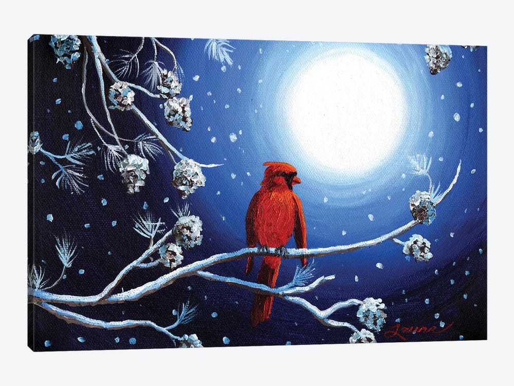 Cardinal On Christmas Eve by Laura Iverson 1-piece Canvas Art