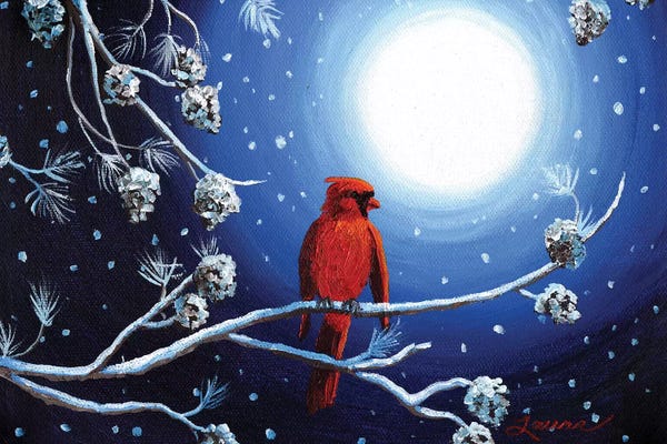 Winter Wonderland: Cardinal On Christmas Eve by Laura Iverson