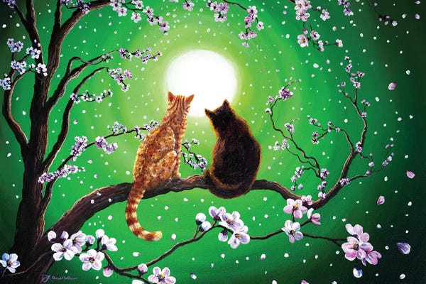 Blossoms: Cats On A Spring Night by Laura Iverson