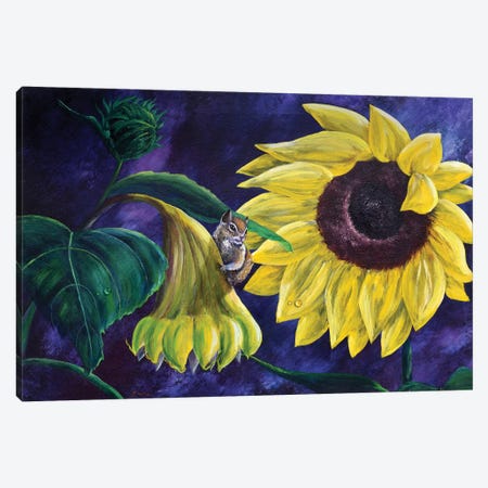 Chipmunk In Sunflowers Canvas Print #LAI25} by Laura Iverson Canvas Art Print